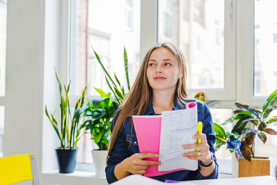 young woman with notepad